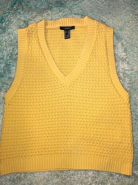 Forever 21 Bright Yellow V-Neck Knit Vest